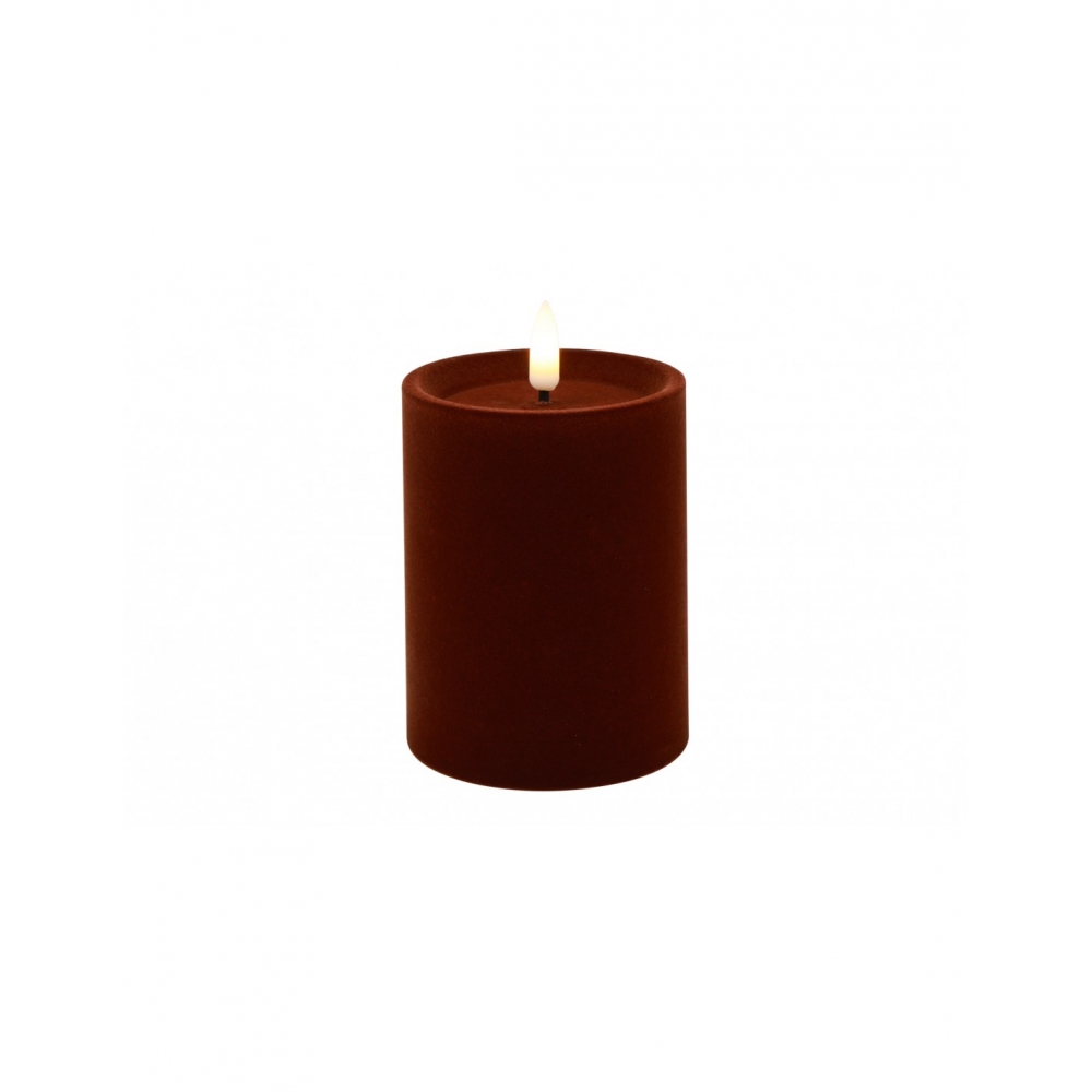 Κερί  κορμος βελουδ.σκ.καφε  LED warm white/timer/remote/2xAA 7,5x10cm Plastona 013.839971