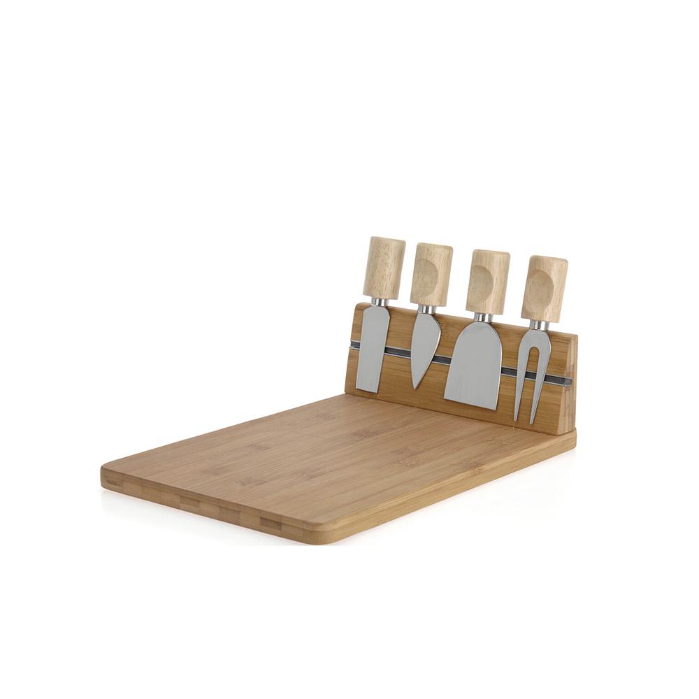 Σετ τυριού βάση bamboo με 4 μαχαίρια 30x20x8.5 Zaros CF689