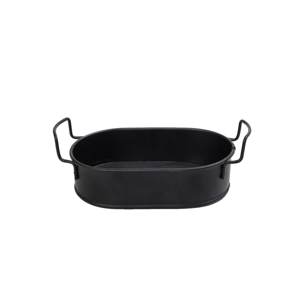 ΔΟΧΕΙΟ ΟΒΑΛ  ΜΕΤΑΛ. ΜΕ ΛΑΒΕΣ ΜΑΥΡΟ 21(23 INCL. HANDLES)X13X5.5CM (smA) Espiel TEM103