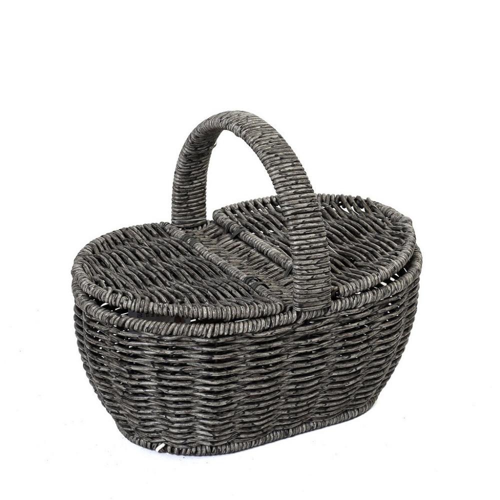 ΚΑΛΑΘΙ SYNTH. RATTAN ΜΕ ΚΑΠΑΚΙ ΟΒΑΛ ΓΚΡΙ 22Χ15Χ19ΕΚ Espiel KOD217