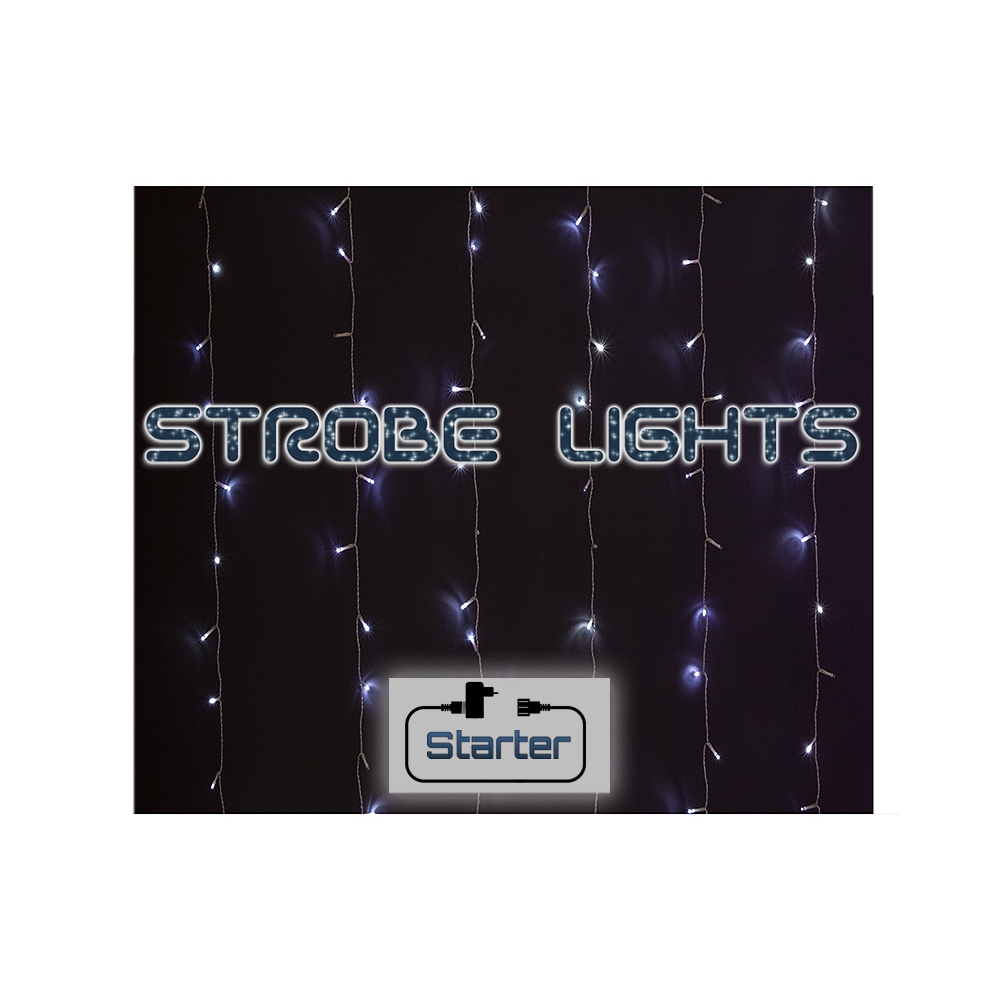 100Led-(IP44)Starter Set Κουρτίνα Strobe (επεκτάσιμη), Διάφανο/4000k,M2ΧY1μ. 2m.x1m. Zaros CU100/STR-ST4K