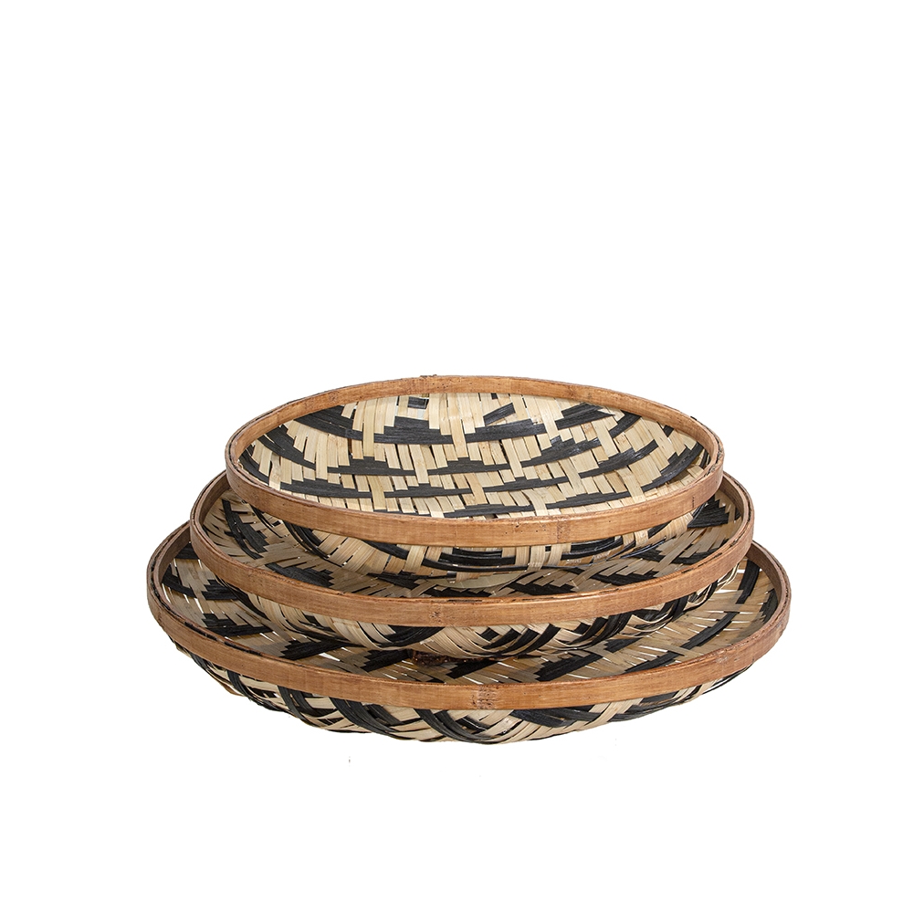 Δίσκοι Bamboo σετ 3τεμ. με γεωμετρικά σχέδια. 50.5x50.5x8 Zaros ID193