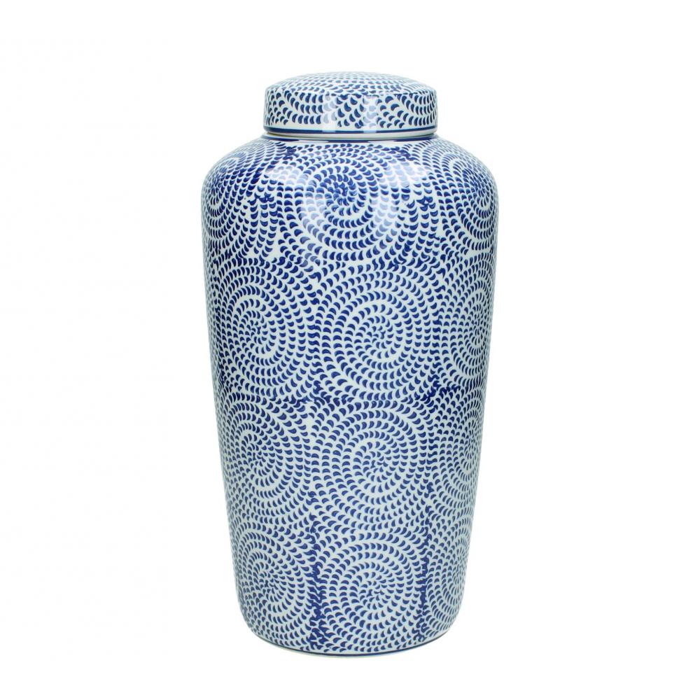 Βάζο με καπάκι, πορσελάνη σχ.spiral,μπλε,20x36cm Zaros WER-0338