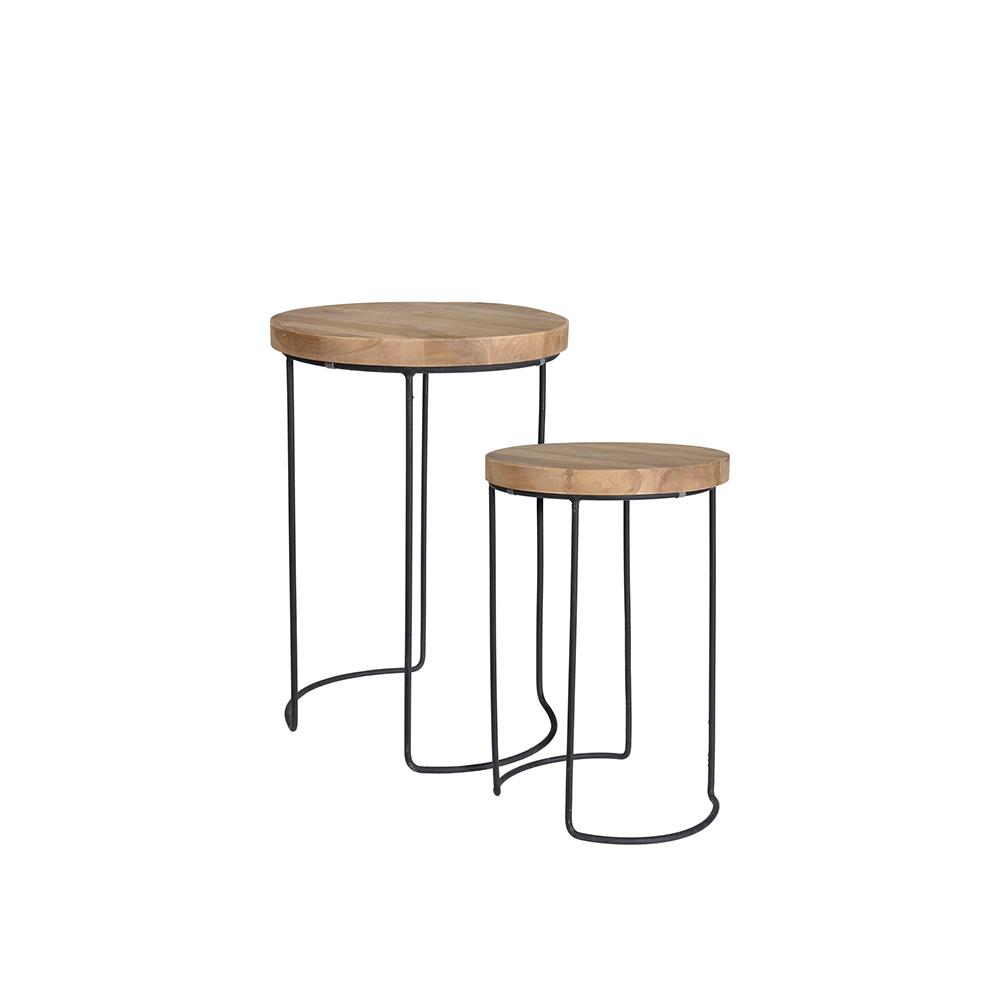 Σετ/2 στρογγυλά side table από κορμό teak, Y:41/47cm Zaros EP448