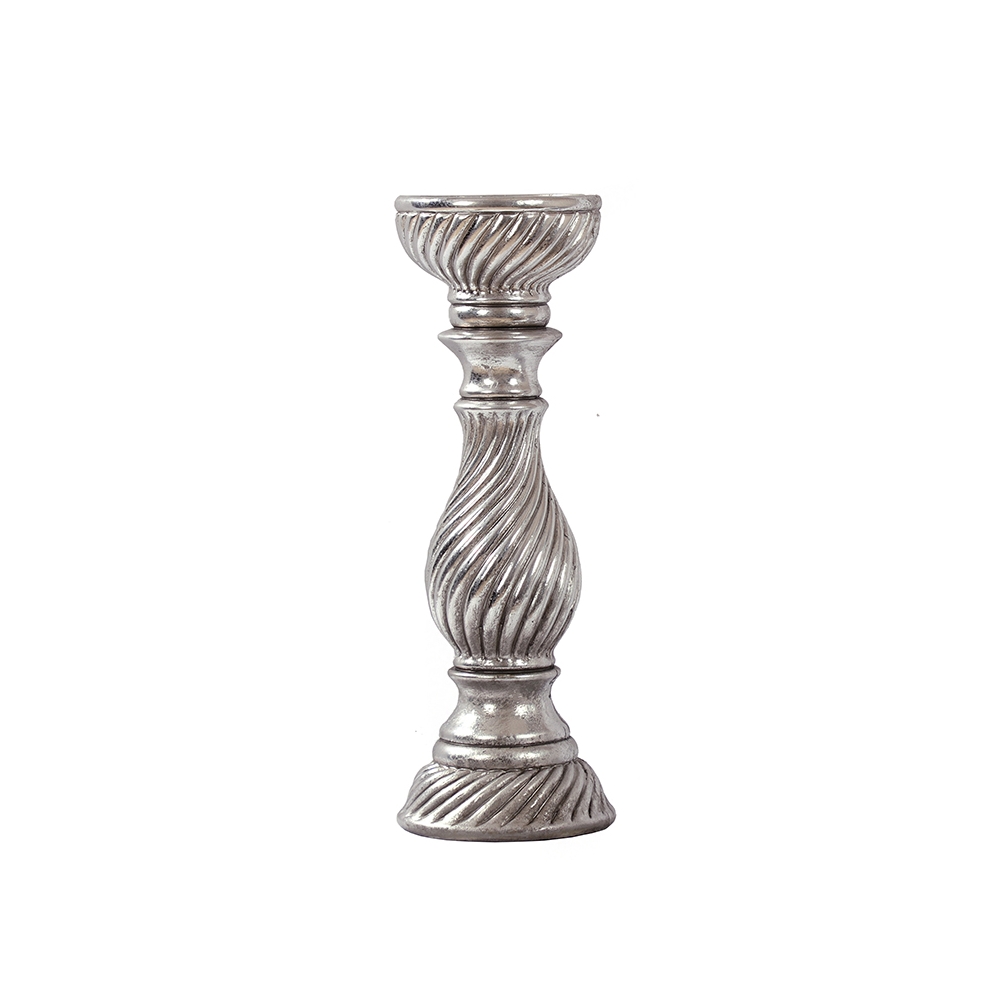 Κηροπήγιο στριφτό σχέδιο, αντ.ασημί 13.5x38.5cm Zaros GA294