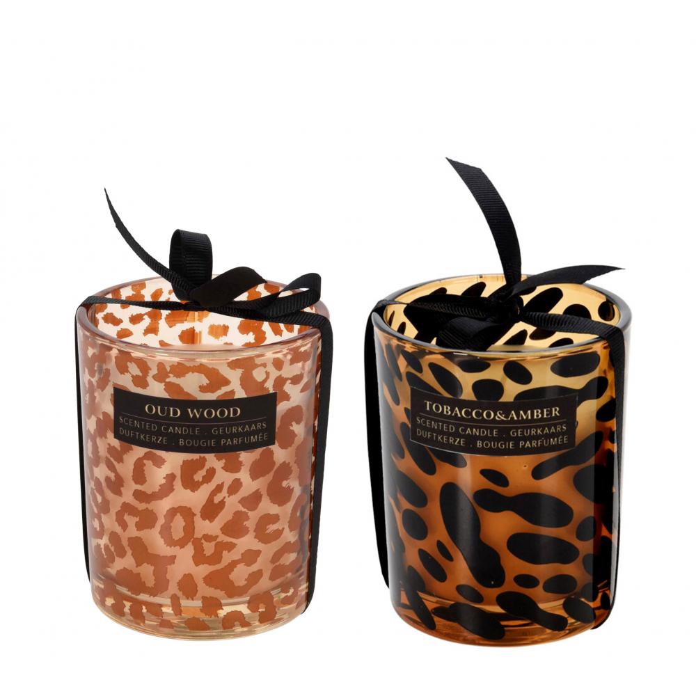 Αρωματικό κερί γυάλινο ποτήρι με animal print, 2χρ.,10cm Zaros CA393