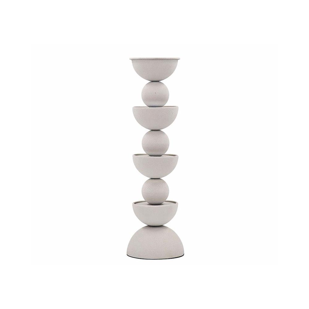 Minimal μεταλλικό κηροπήγο sandy white,43cm Zaros HT683