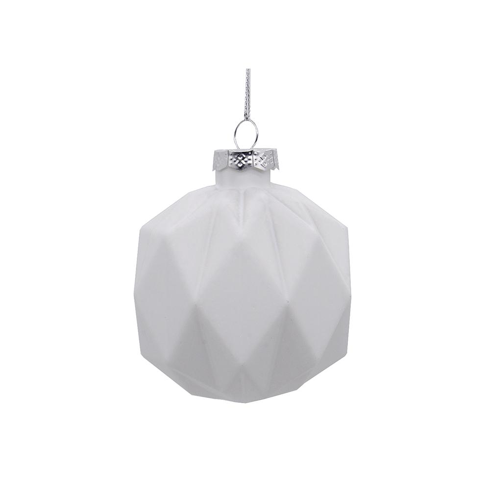Glass Ball Geometric Des. Mat White,D.8cm Zaros BL465