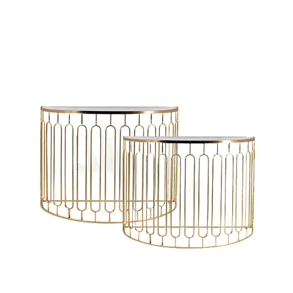 S/2 console half oval shape gold 74/80cm Zaros EP526