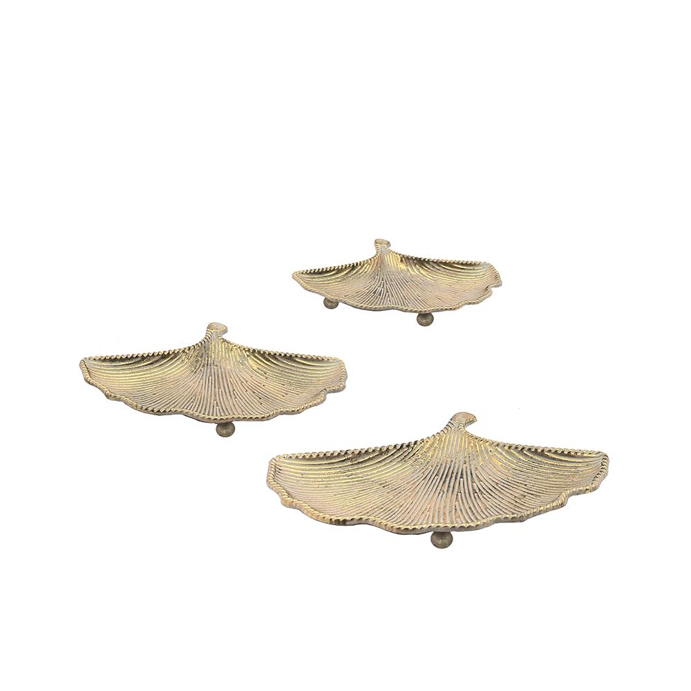 S/3 metal tray ginkgo leaf shape  x x Zaros HT705