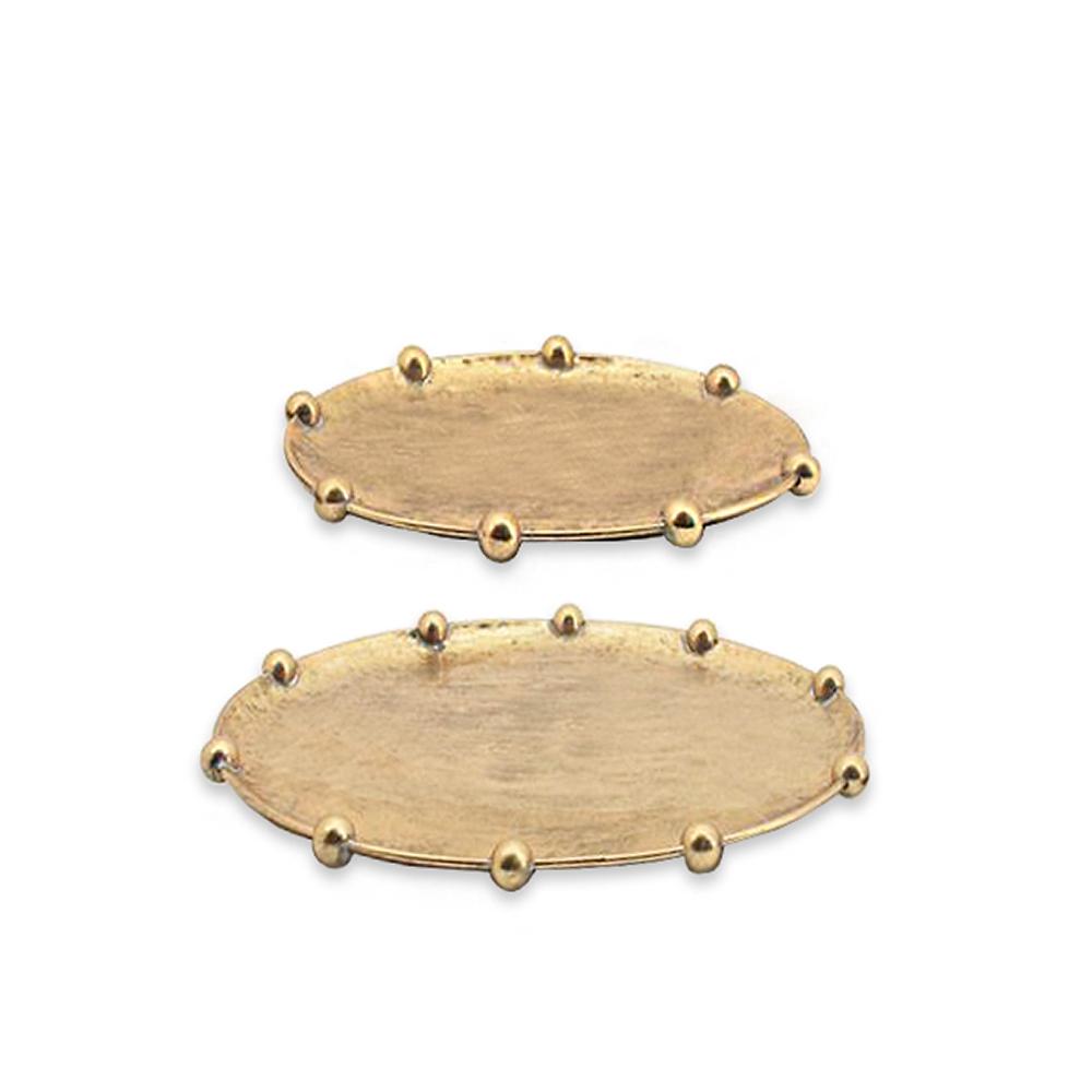 S/2 gold oval trays w/beaded rim,35/45cm Zaros HT706