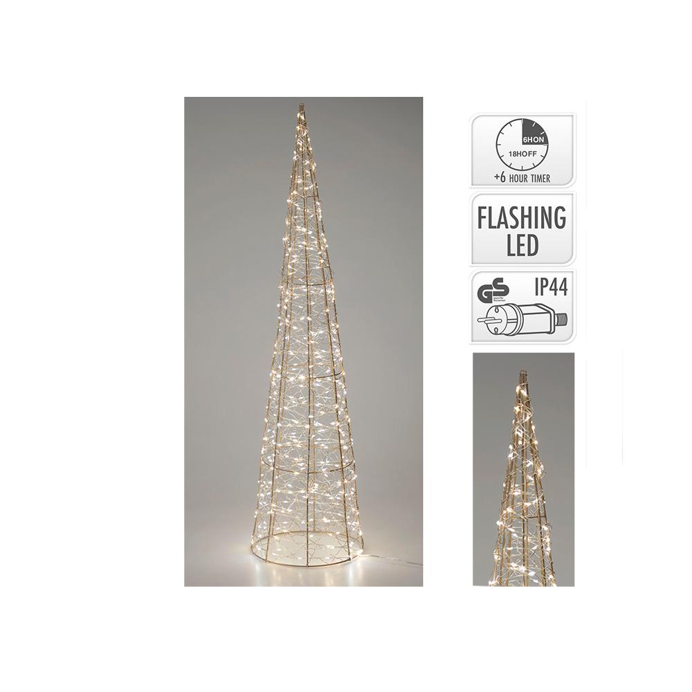 Συρμάτινο δέντρο κώνος χρυσό 400 LED, 80cm Zaros XM1022