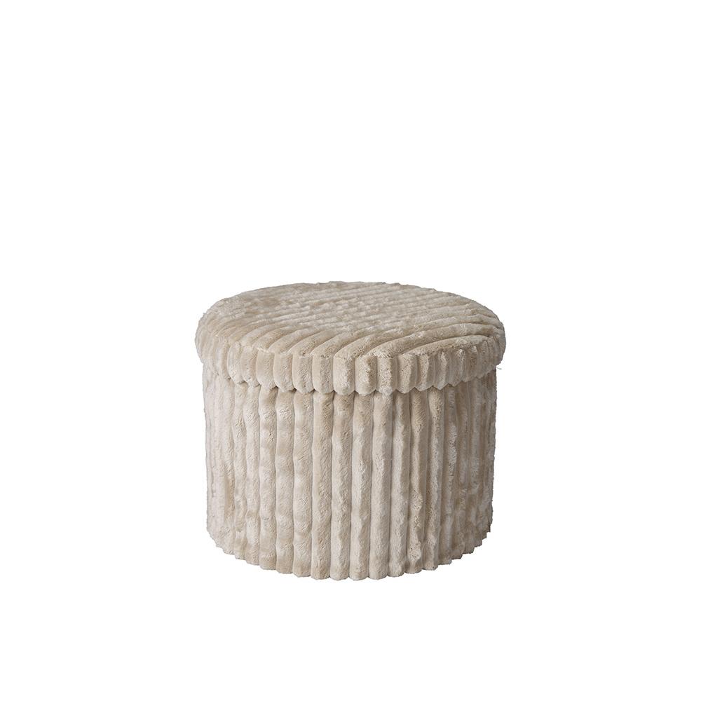 Σκαμπό αποθήκευσης μπεζ γούνα δ. 43x32cm Zaros HE746