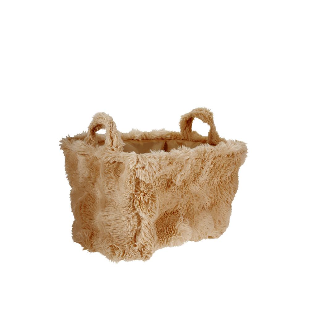 Καλάθι με χερούλια συνθετική γούνα σωμόν 38cm Zaros HE756