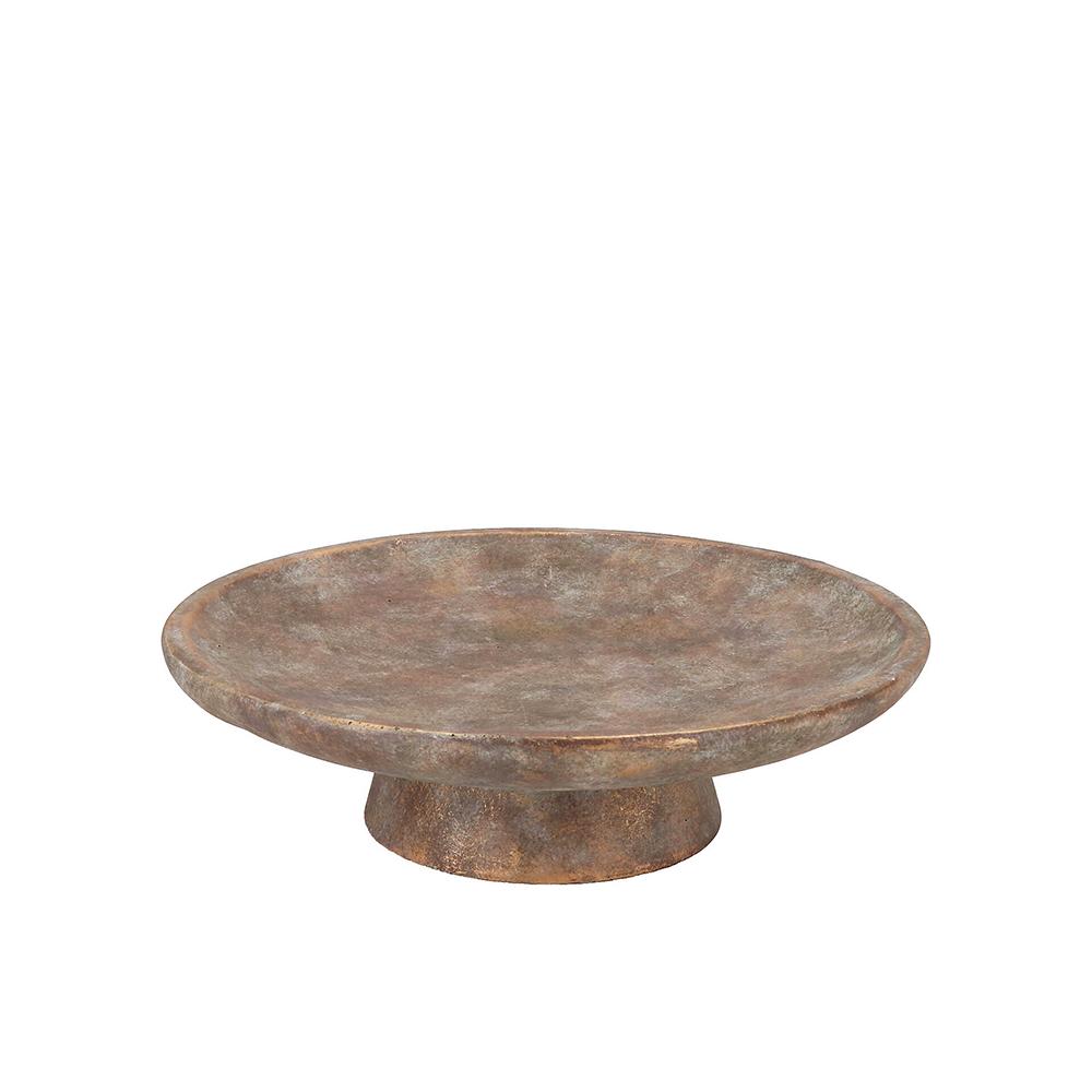 Πιατέλα με πόδι σε χρυσή πατίνα 30cm Zaros DK217