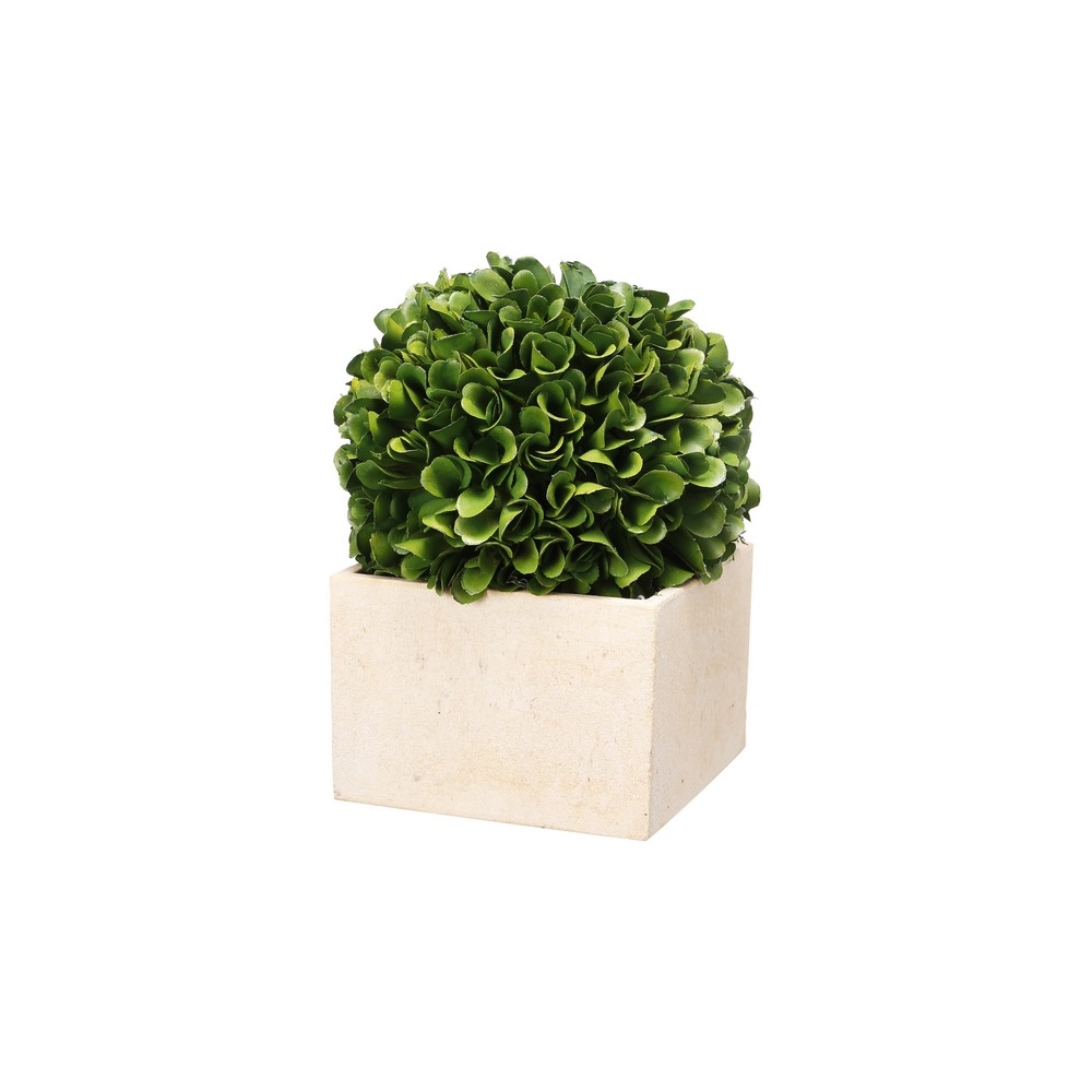 Artekko Boxwood Πράσινος Πλαστικός Τεχνητός Πύξος σε Μπεζ Κασπώ (14x14x18)cm Artekko 29396