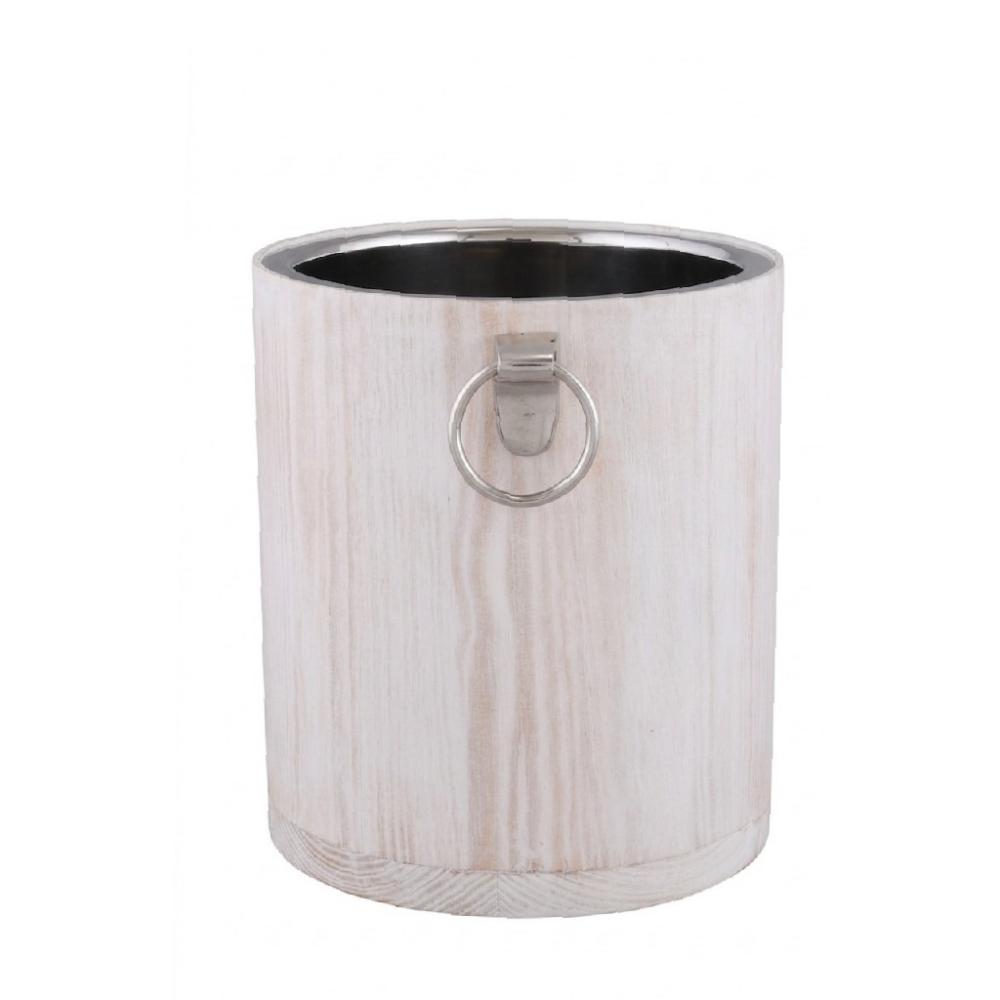 ΣΑΜΠΑΝΙΕΡΑ MANGO WOOD ΛΕΥΚΗ ΜΕ ΑΝΟΞΕΙΔΩΤΟ ΕΣΩΤΕΡΙΚΟ ΚΑΙ ΧΕΡΟΥΛΙ ΑΛΟΥΜ. 25,5Χ31,5Χ28CM Espiel GET604