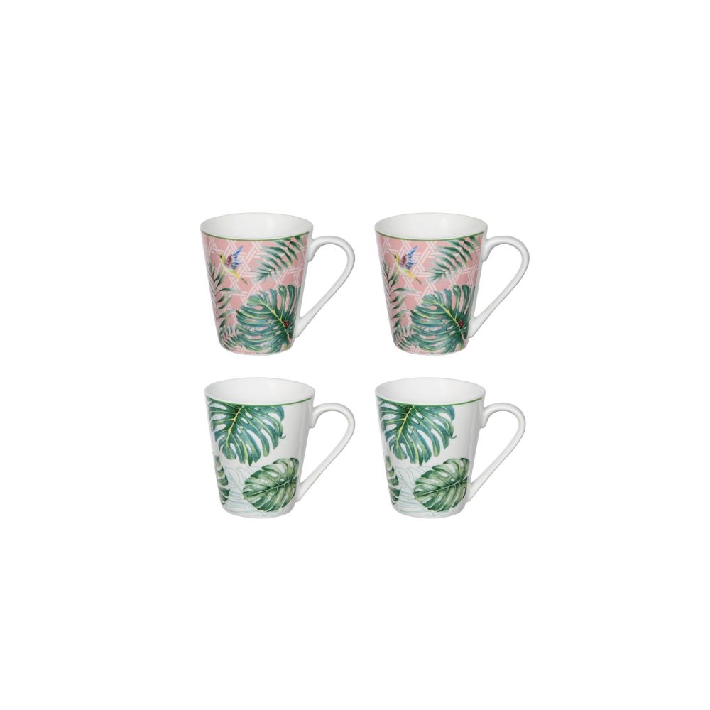 Artekko Tropical Πήλινες Κούπες με Πράσινα Φύλλα (12x8x10)cm 4pcs Artekko 60032