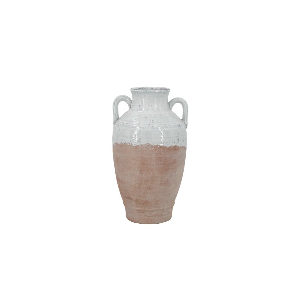 Artekko Candia Βάζο από Τερακότα σε Λευκό με Μπεζ (22x22x40)cm Artekko C6069
