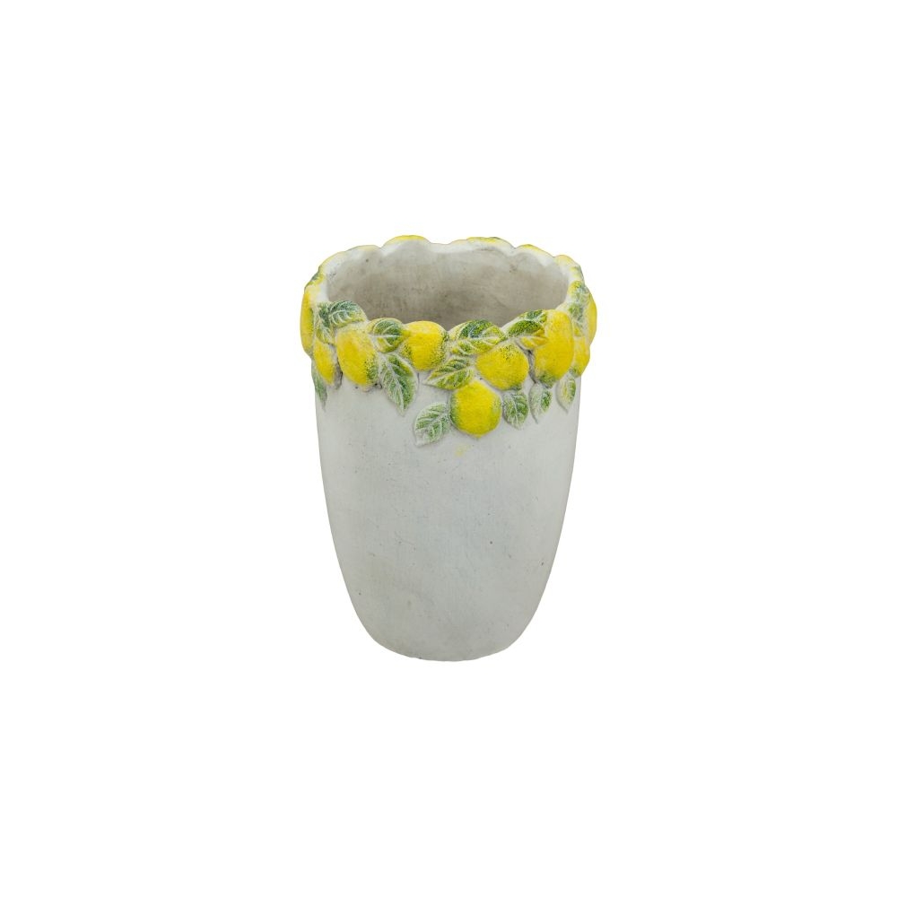 Artekko Lemon Εκρού Τσιμεντένιο Βάζο με Λεμόνια (17x17x22.5)cm Artekko C8501