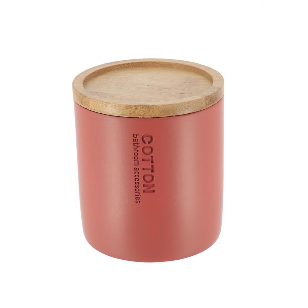 Δοχείο polyresin terracota  με καπάκι bamboo 13x20cm Plastona 06.67101125