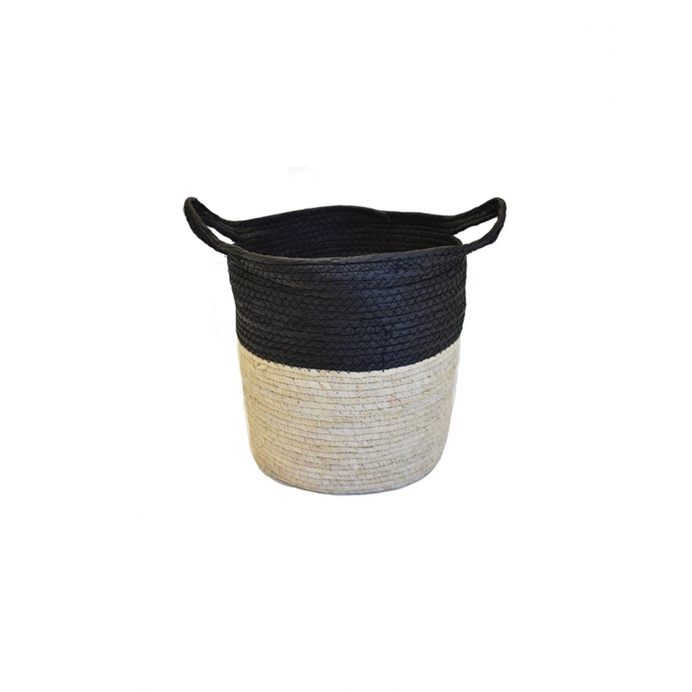 Καλάθι ψάθινο εκρού μαύρο 35X35 Plastona 00.06.67178