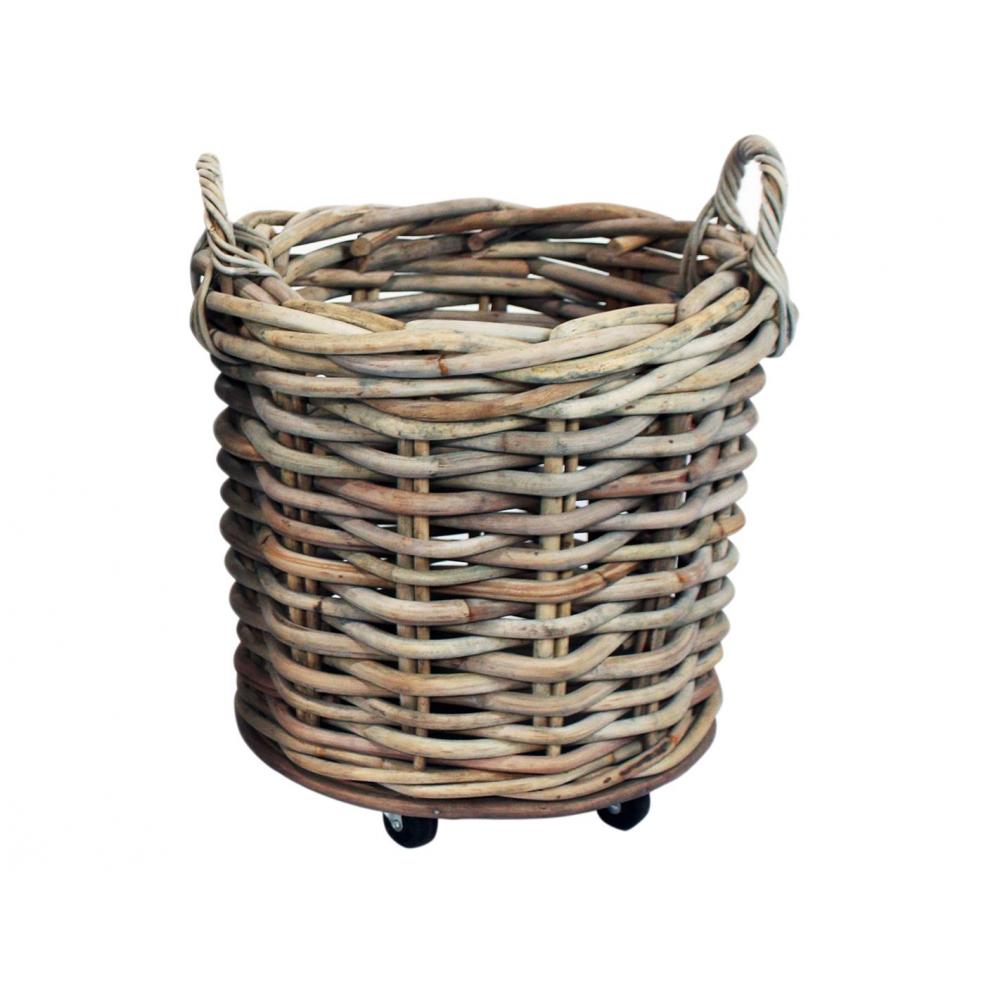 Καλάθι rattan γκρι με ρόδες 65Χ60 Plastona 024.302872B