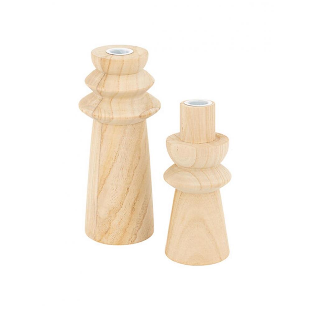 Κηροπήγια ξύλινα φυσικό σετ2 Φ10,5 Η23,5cm Plastona 07.204242