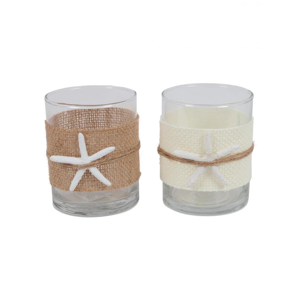 Κηροπήγιο γυαλ.με αστερίες 2χρ.8Χ10cm Plastona 013.818606