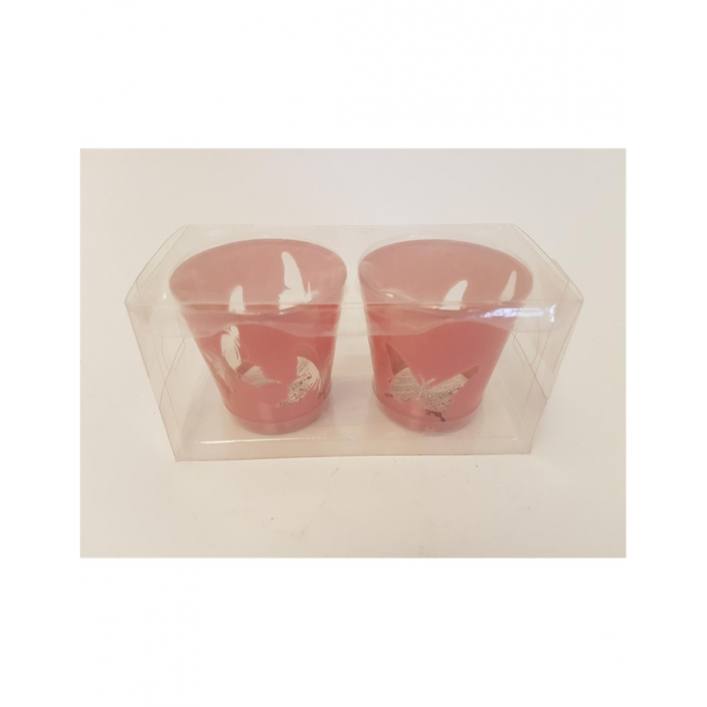 Κηροπήγιο γυαλ.ροζ 6.5Χ6.5 σ/2 Plastona 012.303000030