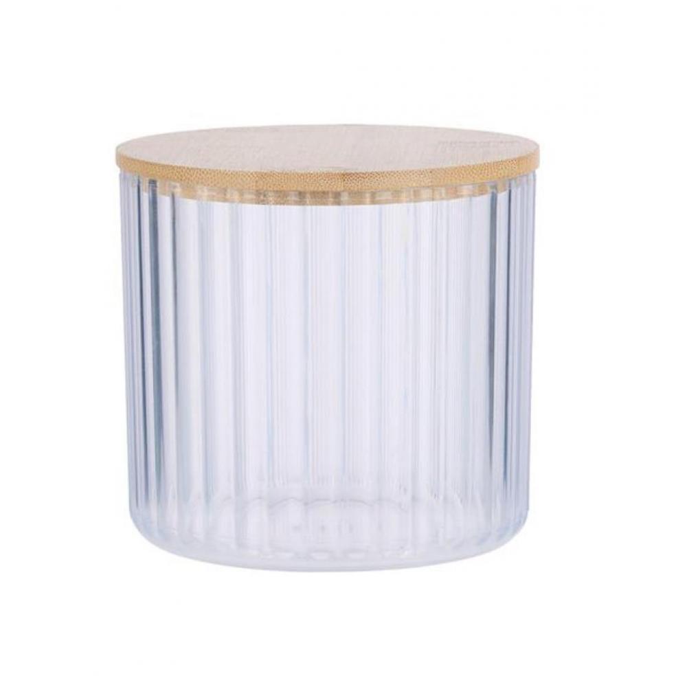 Κουτί για βαμβάκι με καπάκι bamboo Φ9,5 Η9,4cm Plastona 03.24182