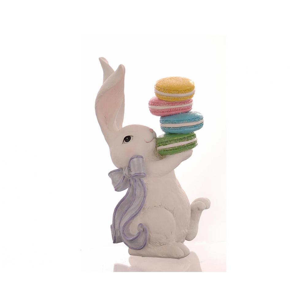 Λαγός λευκό polyresin με donuts 20,8εκ. Plastona 00.11.23710