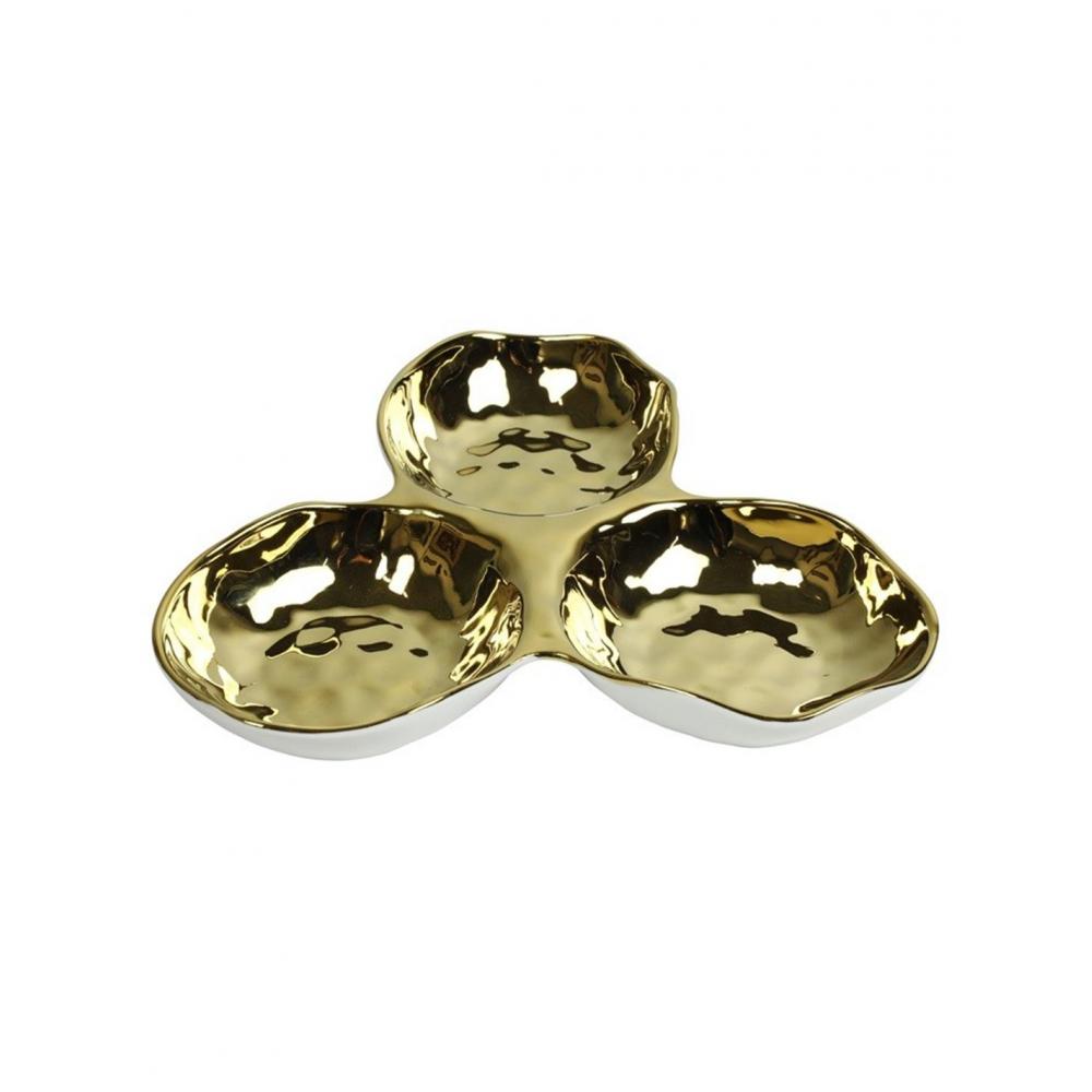 Μπωλ κεραμ.τριπλό χρυσό/λευκό Φ26Η4cm Plastona 013.809779