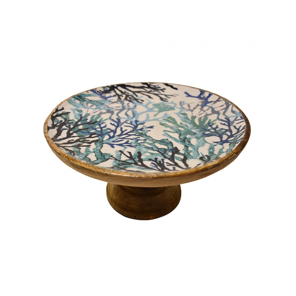 Πιατέλα σερβ.με πόδι  mango enamel blue coral Φ30Χ13 Plastona 00.07.7472