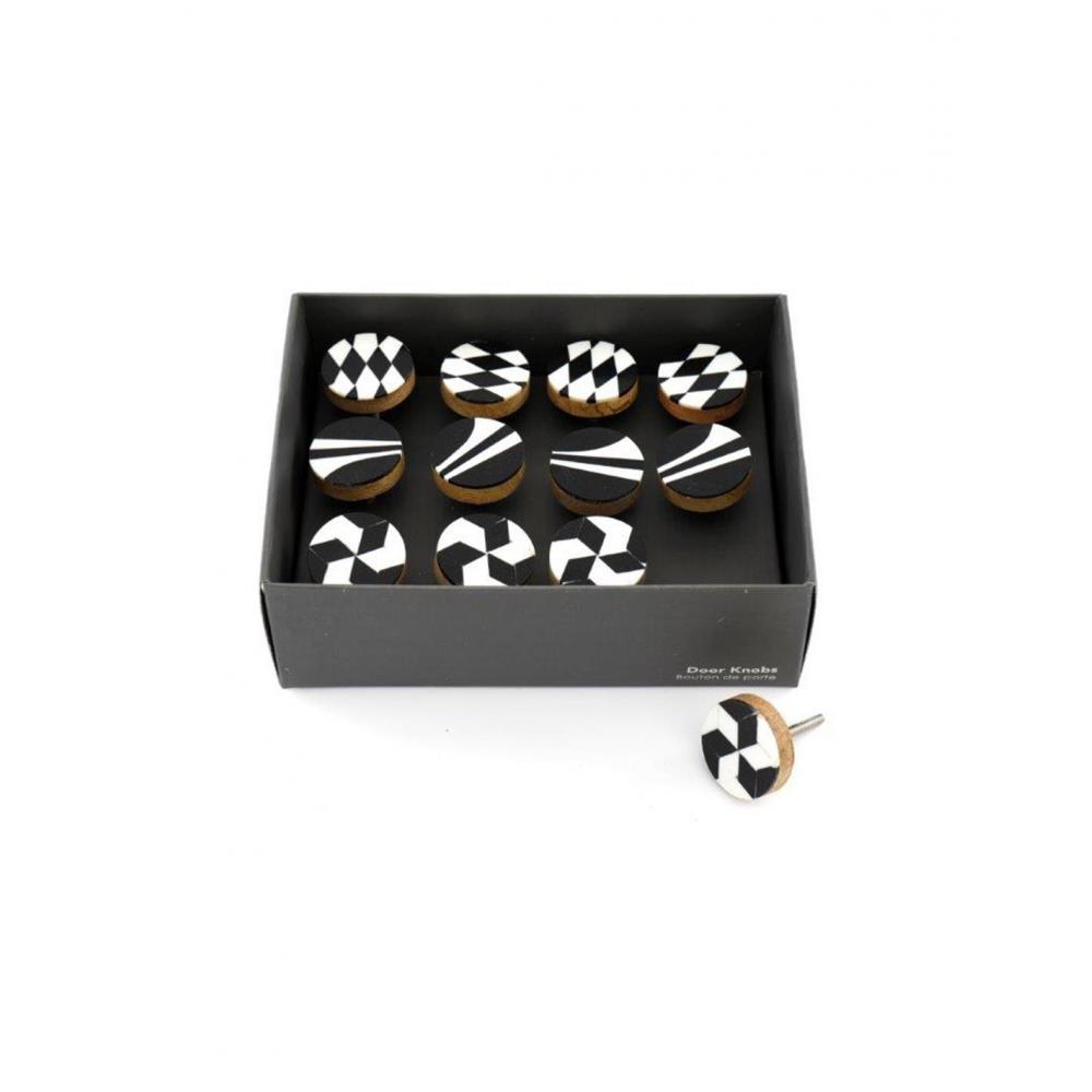 Πόμολα ξύλινα black&white 3σχέδια Plastona 014.HH5755