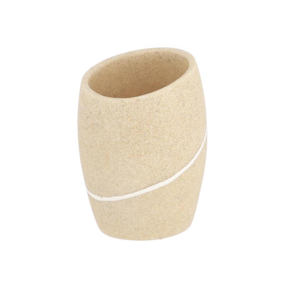 Ποτήρι μπάνιου polyresin/stone effect/φυσικό  7.2x6.5x9,8cm Plastona 06.61153104