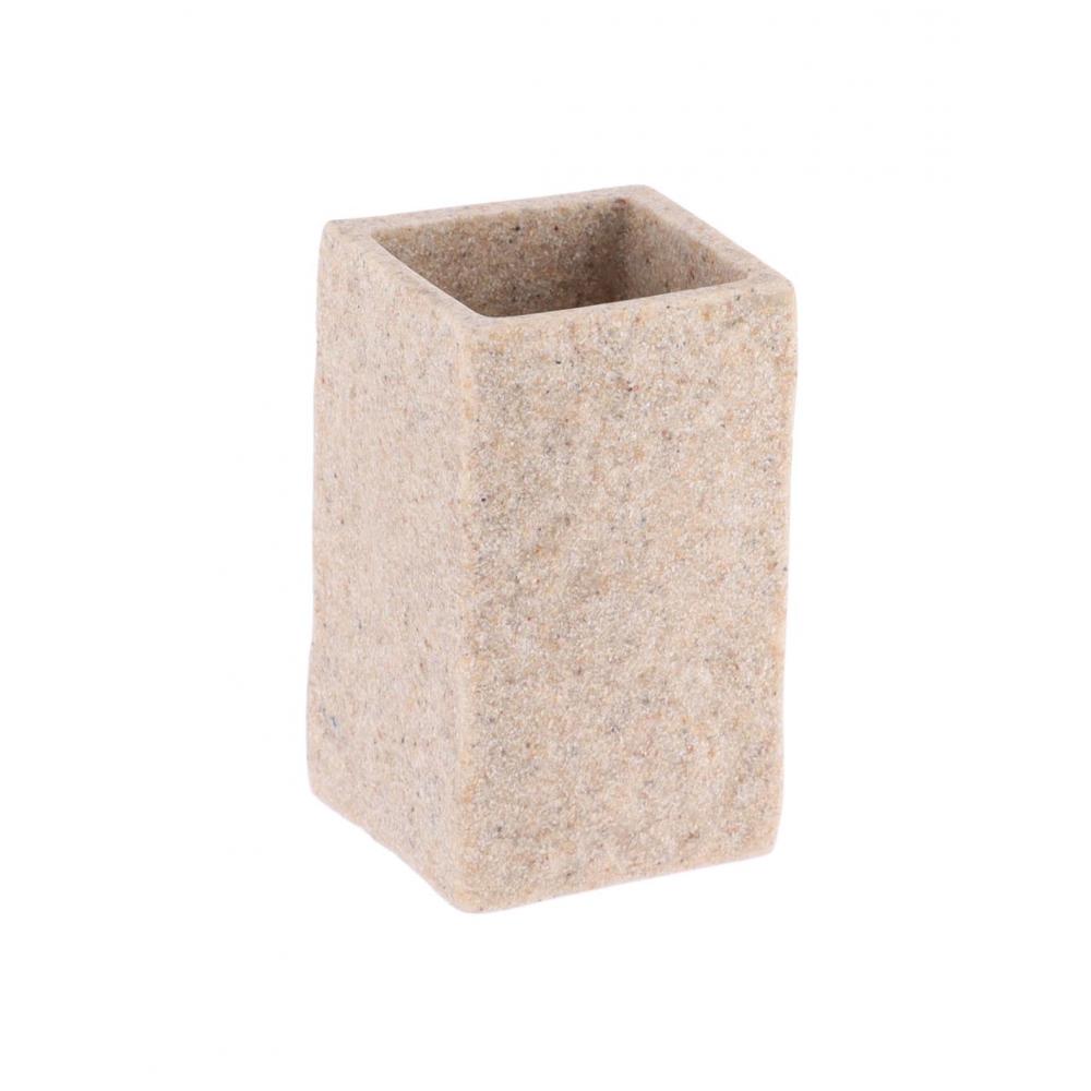 Ποτήρι μπάνιου polyresin τετρ.stone μπεζ Plastona 06.61120104