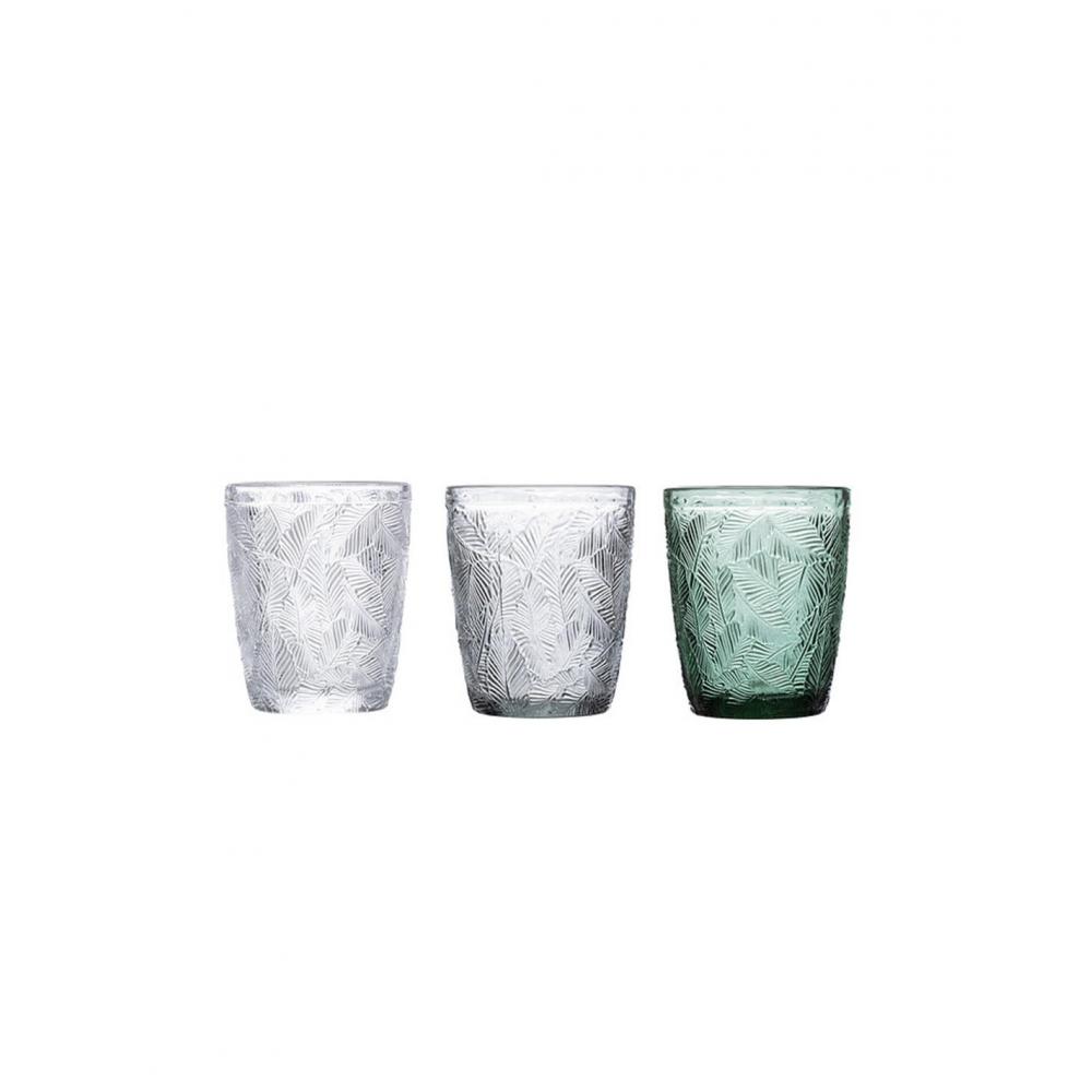 Ποτήρι νερού γυαλ.φύλλα/3χρώματα 30cl/8x9,7cm Plastona 07.203364