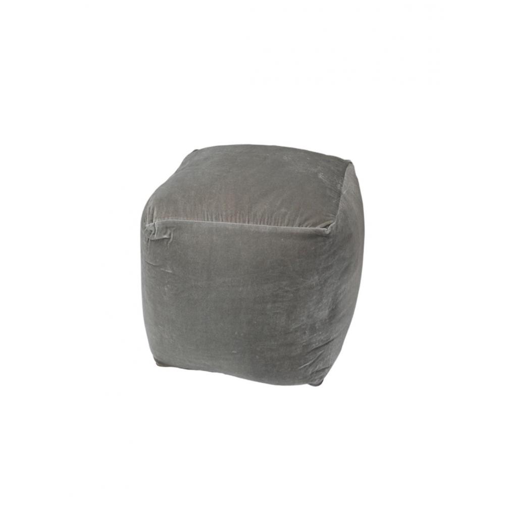 Πουφ βελούδινο γκρι 45Χ45Χ45cm Plastona 00.02.23183