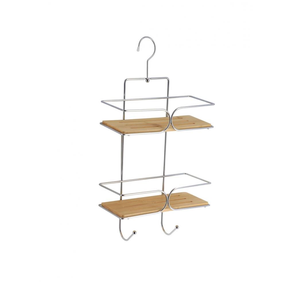 Ραφιέρα τοίχου χρωμιο/bamboo 2 Ράφια 25x11x50cm Plastona 06.9117195