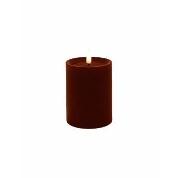 Κερί  κορμος βελουδ.σκ.καφε  LED warm white/timer/remote/2xAA 7,5x10cm