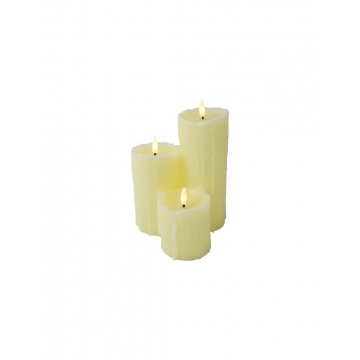 Κεριά σετ3 εκρού LED warm white/timer/remote/2xAA 14,5x21cm