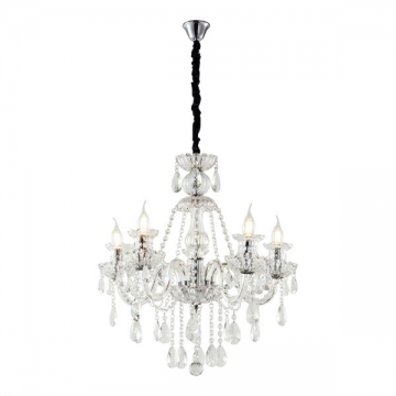 Artekko Chandelier Mairy Πολυέλαιος 8φωτος Ε14 με Διάφανο Κρύσταλλο (68x68x68)cm