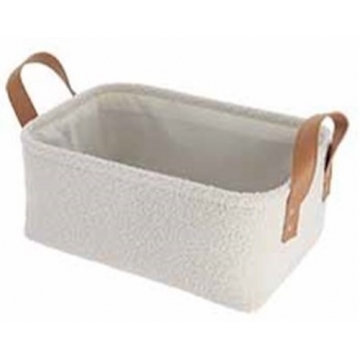 Καλάθι οργάνωσης λευκό/καφέ χερούλια 39X27X15,5cm