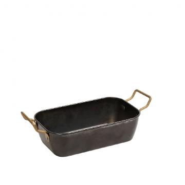 ANTIQUE STONEWASH BLACK ΜΠΩΛ ΣΕΡΒΙΡΙΣΜΑΤΟΣ ΟΡΘ. ΜΕ 2 ΛΑΒΕΣ SS18/10 16(22 INCL. HANDLES)X10X4,5CM