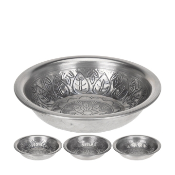 Μικρό μπώλ αλουμινίου σχ.Arabesque (3σχ.) ασημί χρ.,17cm