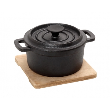ΚΑΤΣΑΡΟΛΑ CAST-IRON ΜΑΥΡΗ D: 15 H: 10CM 770ML ΜΕ ΒΑΣΗ BAMBO
