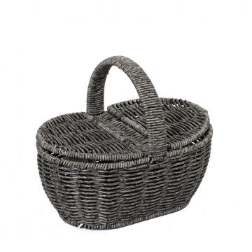 ΚΑΛΑΘΙ SYNTH. RATTAN ΜΕ ΚΑΠΑΚΙ ΟΒΑΛ ΓΚΡΙ 22Χ15Χ19ΕΚ