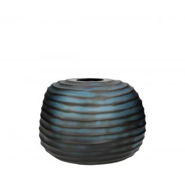 Γυάλινο χειροποίητο βάζο "Blue/Black", 28x21.5x20cm