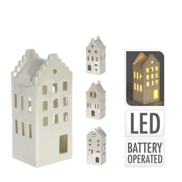 Σπιτάκια από πορσελάνη με Led,3σχ.,15cm